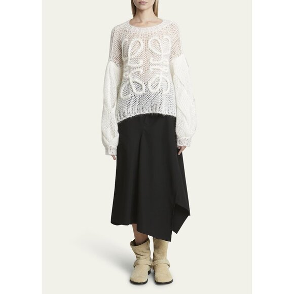 Loewe Anagram Cable-Knit Sleeve Sweater - Picture 1 of 11